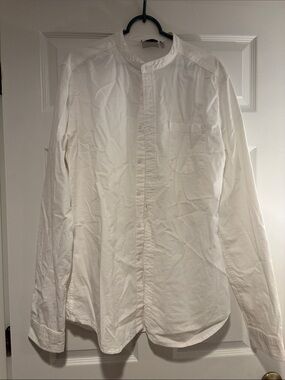 ASOS White Band Collar Button-Down Shirt